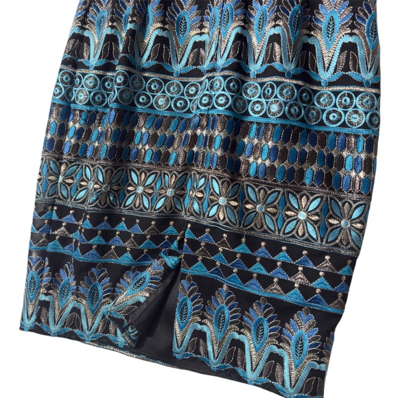 White House Black Market Sleeveless Embroidered Dress Oasis Sz 0 - Picture 10 of 11